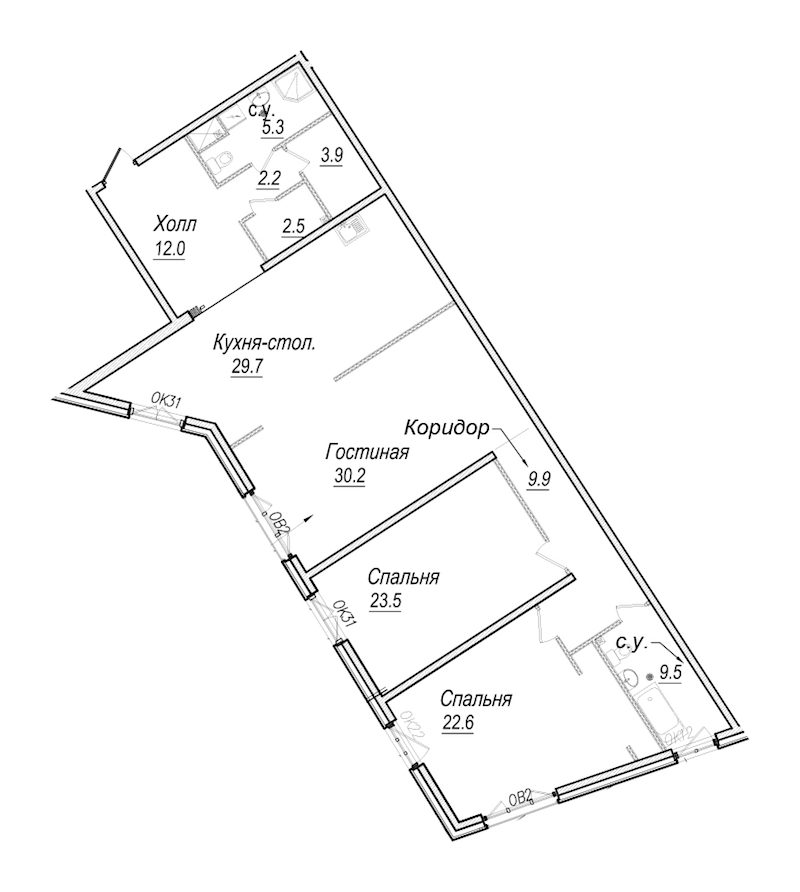 3-комнатная квартира 151.3 м², 4/8 эт., Комплекс апартаментов «Meltzer Hall»